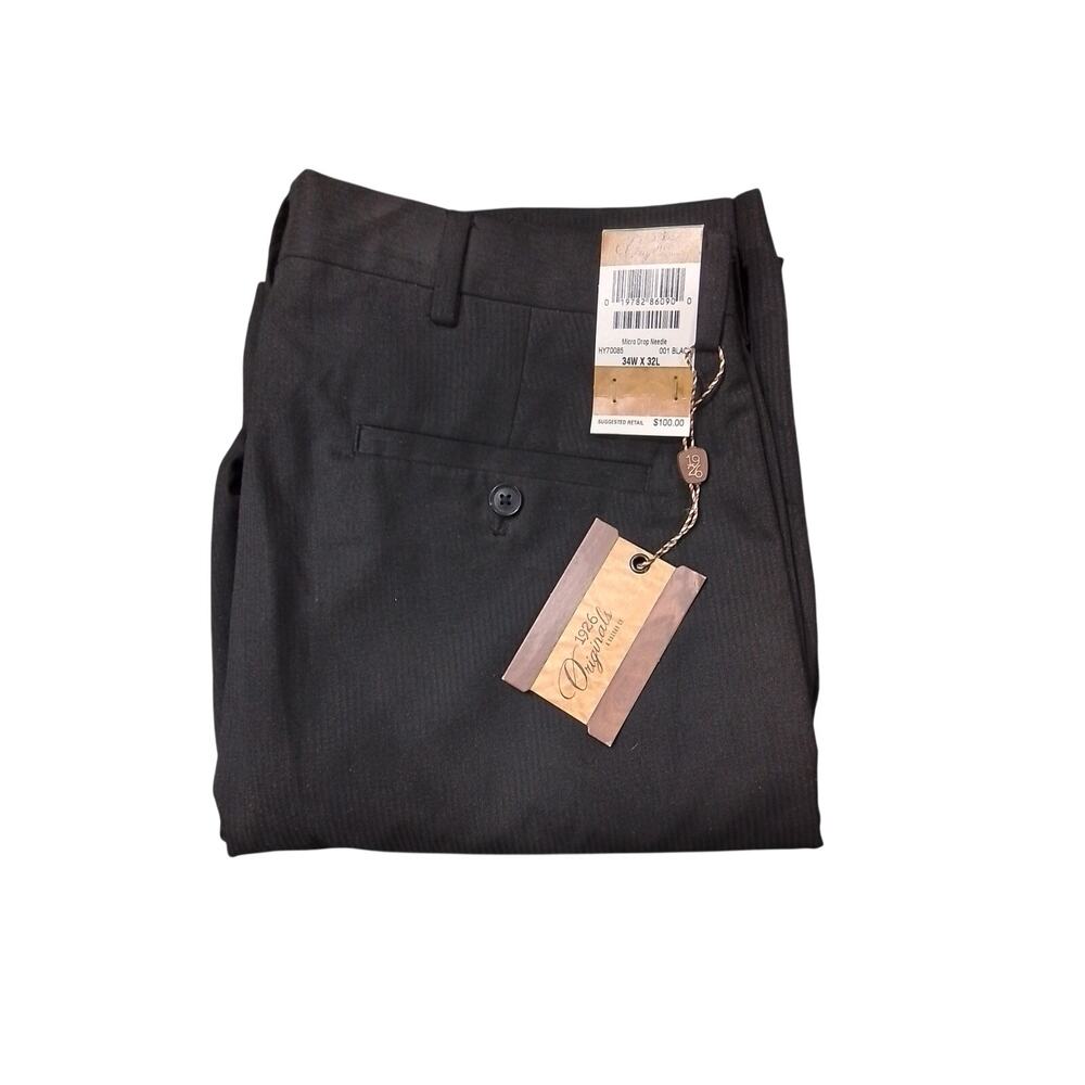 Haggar 1926 Originals Men's Micro Drop Needle Slacks 34x32 Black